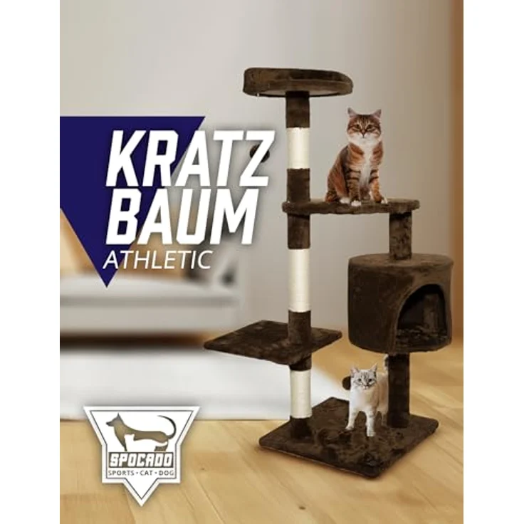 Spocado Athletic Kratzbaum für Katzen 112 x 40 x 40 cm - Ultimativer Komfort und Spaß - Beige – Bild 2