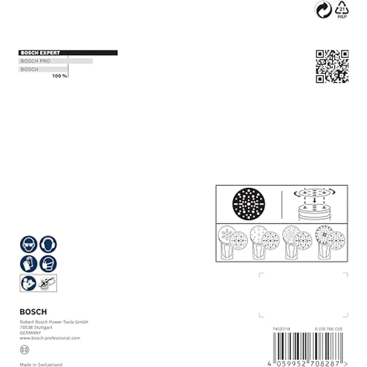 Bosch EXPERT O780 Folienschleifscheibe, 150 mm, Körnung 60 für Hartholz und Farbe auf Holz, Klettverschluss, langlebig – Bild 4