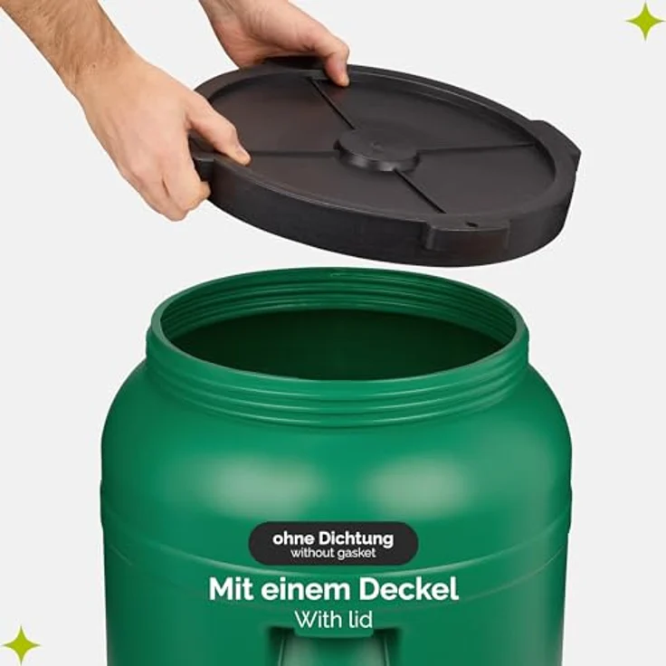 Garronda Weithalsfass GD-0142, Regentonne 80 Liter mit Hahn, BPA-frei, für Lebensmittel und Flüssigkeit, mit Deckel – Bild 4