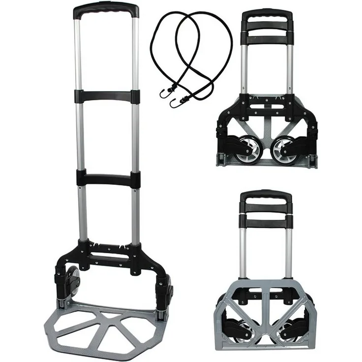 HELO24 Sackkarre Alu Sackkarre, höhenverstellbar, Tragkraft 85kg, Schwarz/Silber