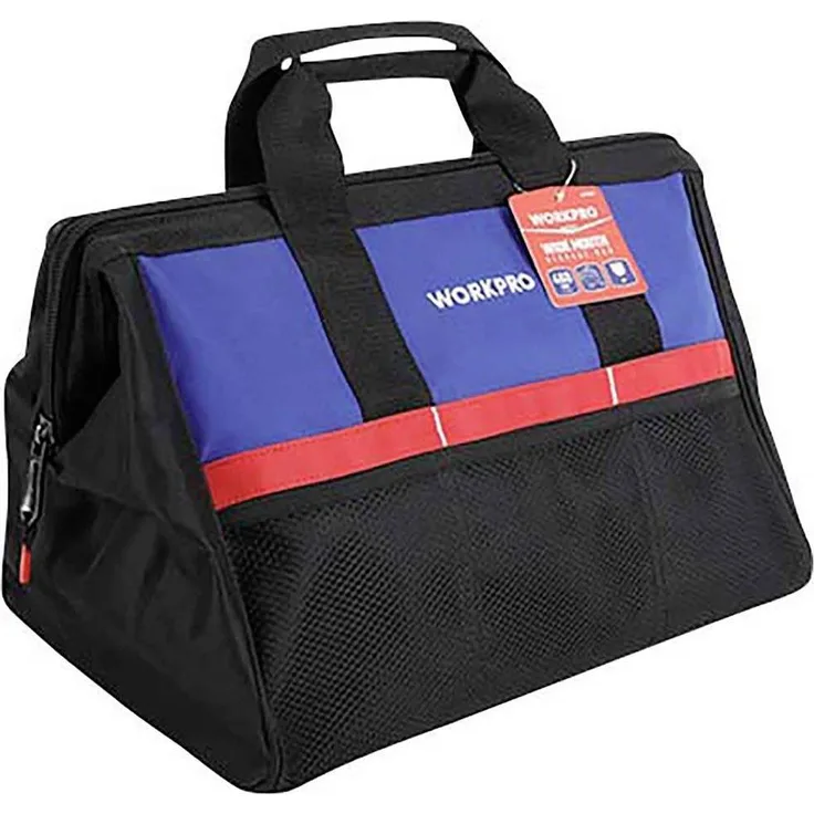 Workpro WP281002, Werkzeugkoffer, 450 x 290 x 320 mm, robuster Polyester, unbestückt mit vielseitigen Unterteilungen für optimale Organisation