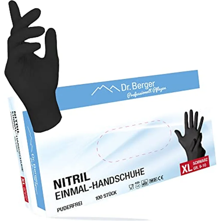 Dr. Berger – 100x medizinische Einweg-Handschuhe aus Nitril – Latex-und puderfrei für einwandfreie Hautverträglichkeit – Einsetzbar in Chemie-, Lebensmittel- & Reinigungsindustrie - Preisvergleich