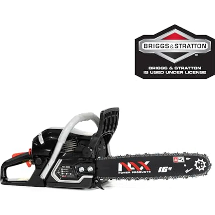 NAX POWER PRODUCTS 300C Motor 45 cm3 1,6kW Führungsschiene 16'' 40cm Anti-Rückschlag-System Low Kickback Briggs & Stratton Lizenzware Benzin-Säge Kettensäge, Schwarz – Bild 6