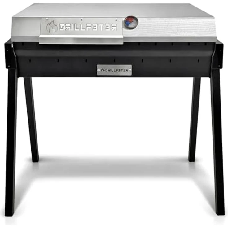 Grillpeter Profi Mangal Bulat 70 Schaschlikgrill, 3mm Stahl mit Edelstahldeckel und Windschutzeinrichtung – Bild 1