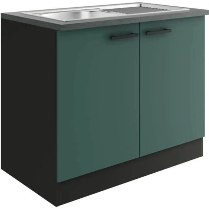Optifit Spülenschrank inkl Spüle Verona405 100 x 60 x 84,8 cm matt - DIN EN ISO zertifiziert