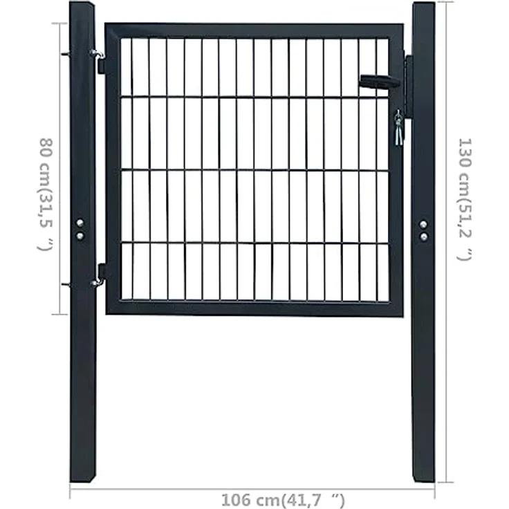 VidaXL 2D Zauntor (Einzeltor) anthrazitgrau 106 x 130 cm – Bild 8