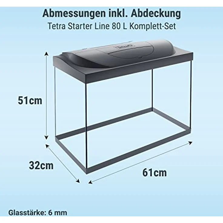 Tetra Starter Line 80 L Aquarium Komplett-Set - inkl. Tag- & Nachtlicht LED-Beleuchtung, Innenfilter, Heizer, Fischfutter und Wasseraufbereiter – Bild 4