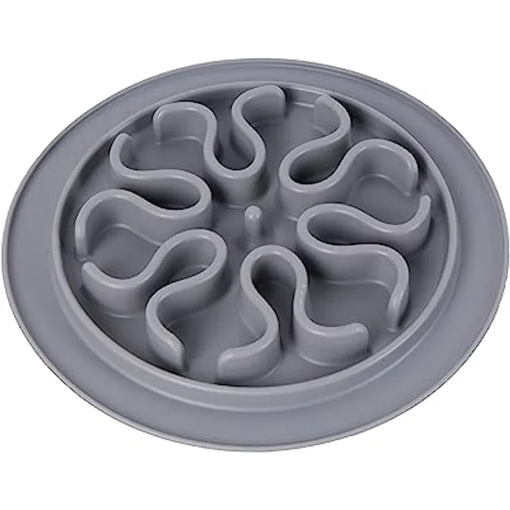 Dehner Hunde- und Katzennapf, Antischlingnapf, ca. Ø 24 cm, Höhe 2 cm, Silikon, grau