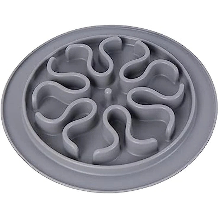 Dehner Hunde- und Katzennapf, Antischlingnapf, ca. Ø 24 cm, Höhe 2 cm, Silikon, grau