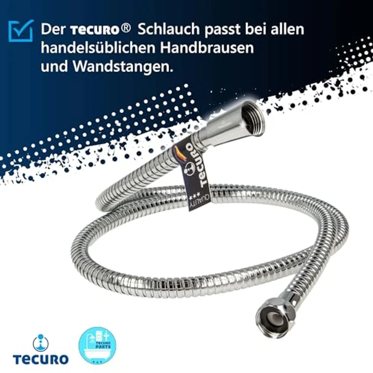 tecuro Brauseschlauch Metall Agraff, doppelt gewickelt, 0,75 m, hochglanzverchromt, mit Messing-Anschlüssen – Bild 2