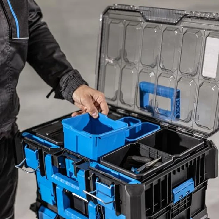 Högert Technik Koffer-Organizer HTM, 5-funktionale Tassen, Metallscharniere, resistent gegen Beschädigungen, wasserdicht und staubdicht, modularer Aufbau - HT7G508 – Bild 3
