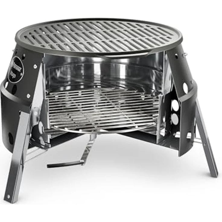 Petromax Atago Black Edition, 4in1 Mobiler Grill mit emailliertem Gussgrillrost und mattschwarzem Design – Bild 6