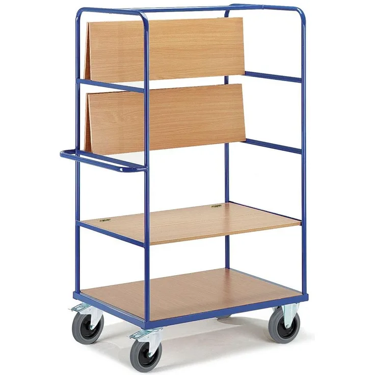 Rollcart Etagenwagen 08-7807, Transportwagen in Blau mit 600 kg Tragkraft, faltbar, 3 Etagen, Zinkkonstruktion, PA-Bereifung