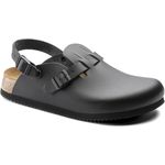Birkenstock Kay, Herren Hausschuhe aus Naturleder, schwarz, mit anatomischem Fußbett und rutschhemmender Sohle, Größe 43