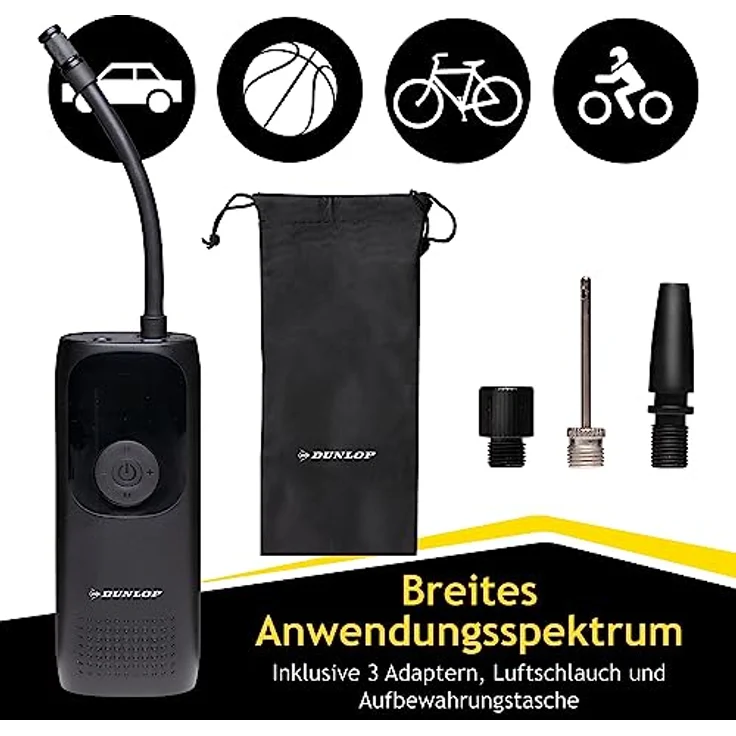 DUNLOP Elektrische Luftpumpe 150PSI - Akku Kompressor mit USB-C Anschluss - Schwarz – Bild 5