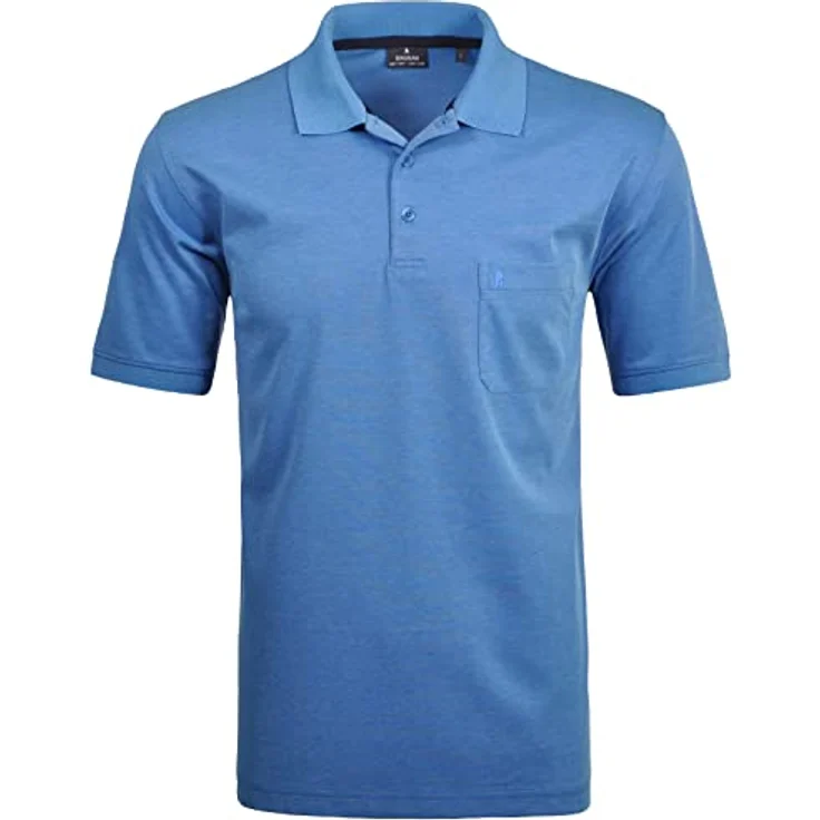 Ragman Herren-Poloshirt "Soft-Knit", Blau, kurzarm, mit Brusttasche und Knopfleiste, XL – Bild 1