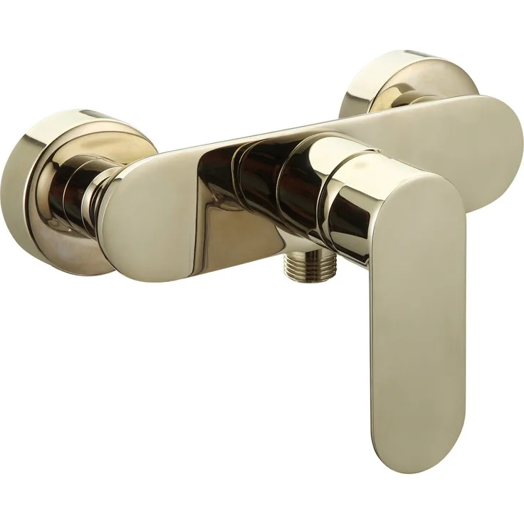 Primaster Duscharmatur Prag Lightgold, Einhebelmischer mit Temperatur- und Wasserflusskontrolle, Messing, Aufputz-Montage