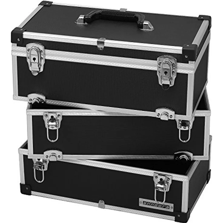 anndora Werkzeugkoffer 31 Liter Angelkoffer Etagenkoffer 3 Ebenen Schwarz Alu – Bild 6