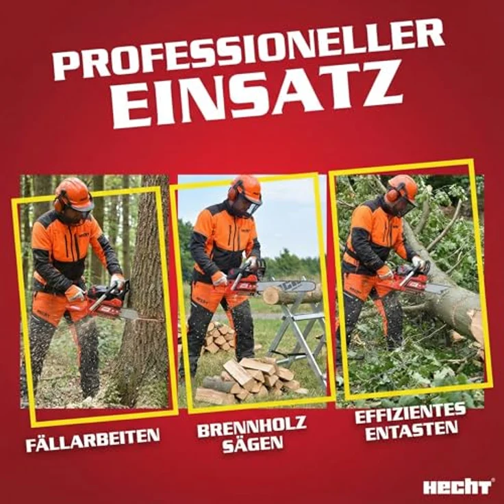 HECHT Kettensäge Benzin 62, 4 PS Motorsäge mit 50 cm Schwertlänge und verstellbarer Kettenölung – Bild 3
