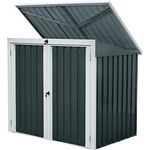 Zelsius Gartenschrank 158 x 101 x 134 cm | Anthrazit Geräteschrank mit Lüftungsgittern | Gartenhaus | Geräteschuppen für Garten | Mülltonnenbox für 2 Tonnen | Metall Aufbewahrungsbox