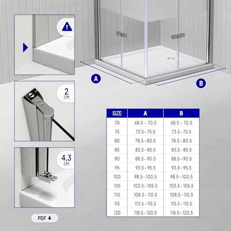 i-flair Falttür Duschkabine DK99, 100x100x180 cm, teilsatiniertes 6 mm Sicherheitsglas, Eckeinstieg mit Nanobeschichtung – Bild 6