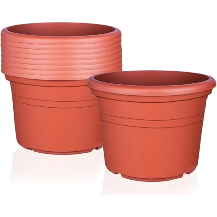 BigDean 9X Blumentopf Ø 25 cm Terrakotta Kunststoff Pflanztopf mit Drainage-Möglichkeit – Bild 1