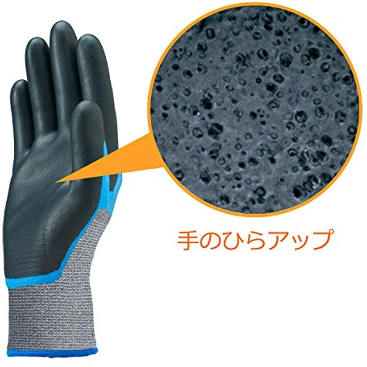 SHOWA S-TEX 376, Arbeitshandschuhe mit Nitrilschaum-Beschichtung und Schnittschutz, grau/blaue Beschichtung, schwarze Handfläche, EN388 Stufe 8, Größe 9/XL – Bild 4