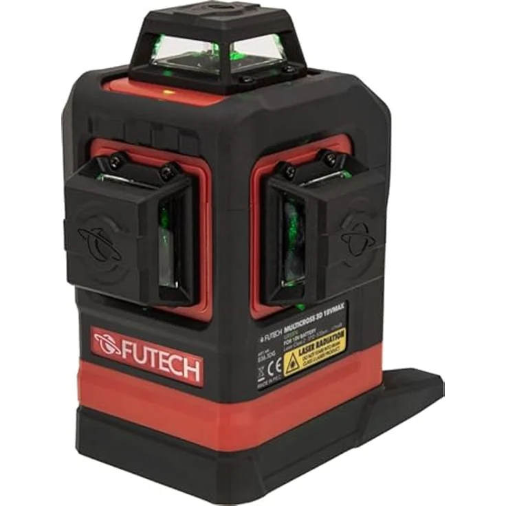 FUTECH Multicross 3D 18V MAX, 3x360° grüner Linienlaser, selbstnivellierend, IP54, USB-C, 2 mm Genauigkeit, kompatibel mit 18V-Akkus von 7 Herstellern – Bild 5