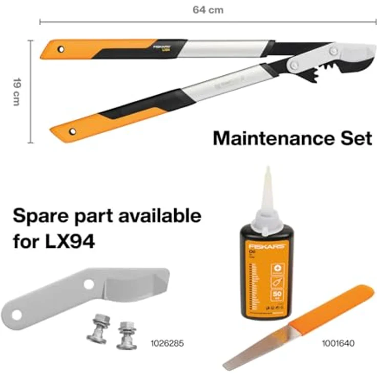 Fiskars PowerGear X Bypass-Getriebeastschere für frisches Holz, Antihaftbeschichtet, Gehärteter Präzisionsstahl, Länge 64 cm, Schwarz-Orange, LX94-M, 1020187 – Bild 16
