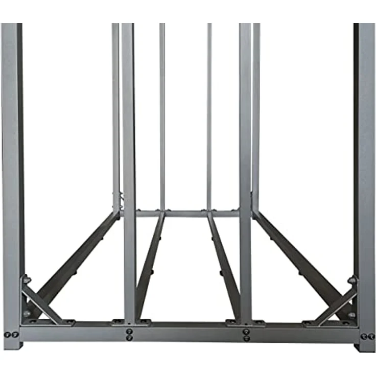 QUICK STAR Metall Kaminholzregal Außen 143 x 70 x 185 cm, Wetterschutz Schwarz, 30 mm Stahlprofil, Wetterfest, 1,8 m³ Kapazität, XL Garten Kaminholzunterstand mit Belüftung – Bild 4