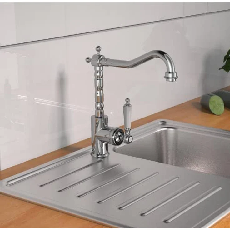 Schütte Spültischarmatur Old Style, 360° schwenkbare Mischbatterie mit Cold-Start Technik und geräuscharmer Qualitäts-Kartusche – Bild 4