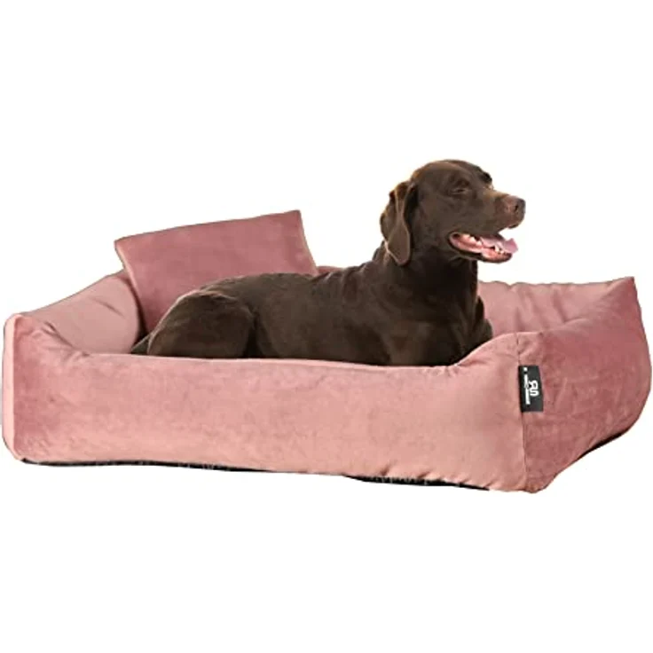 Rohrschneider Hundebett Kuschelsofa Hund Weich + Hundekotbeutelset (L, Rosé) - Nestcharakter, Trendfarben und Antirutschstoff – Bild 2