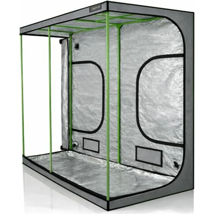 HIGHWERK Growzelt "MyHomeGrow" 240 x 120 x 200 cm, graues Indoor Zuchtzelt mit 99,9% Lichtundurchlässigkeit und 95% Lichtreflektion – Bild 4