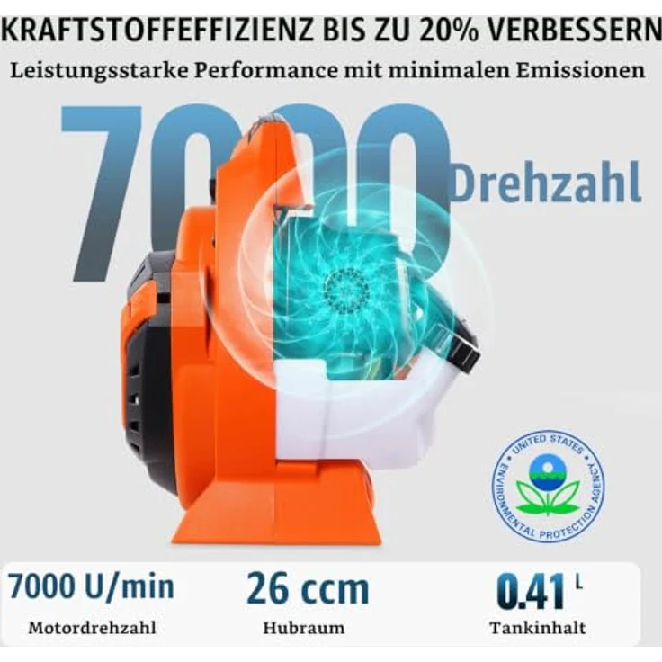 VEVOR Benzin-Laubbläser BL-260D, 26 CC 2-Takt-Hand-Laubbläser mit 425 CFM Luftvolumen und 156 MPH Geschwindigkeit, ideal für Rasenpflege und Laubreinigung – Bild 3