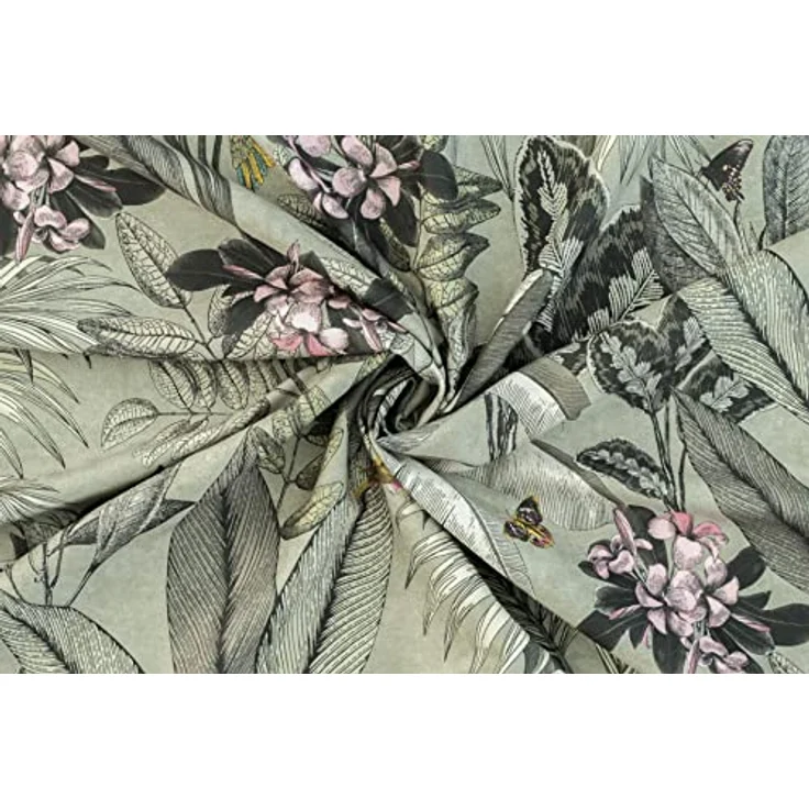 Vorhang floral grün | Blickdicht blüten modern | Wohnzimmer Schlafzimmer Kinderzimmer | 140x245cm – Bild 2
