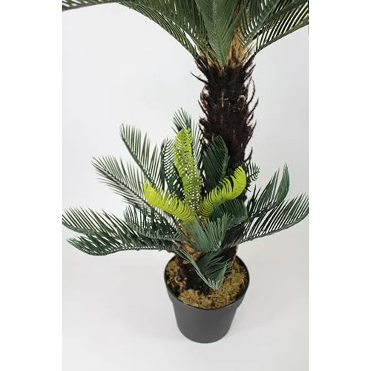 Arnusa Künstliche Cycas Palme 100 cm, 41 Palmenwedel Kunstpalme im Topf, realistisch wie echt, grün – Bild 3