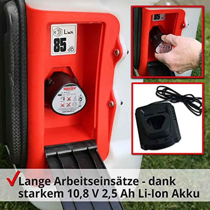 HECHT Drucksprüher Akku 10l, Rückenspritze mit 2,5 Ah Lithium-Ionen Akku, 4 Düsen, ergonomischem Schultergurt und 50 cm Lanze – Bild 2