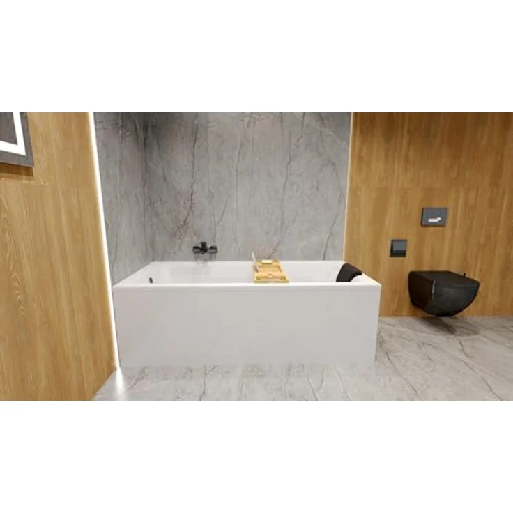 KOLMAN Badewanne Rechteck TALIA 110x70, Acryl mit antibakterieller Beschichtung und Bambus Ablage – Bild 4