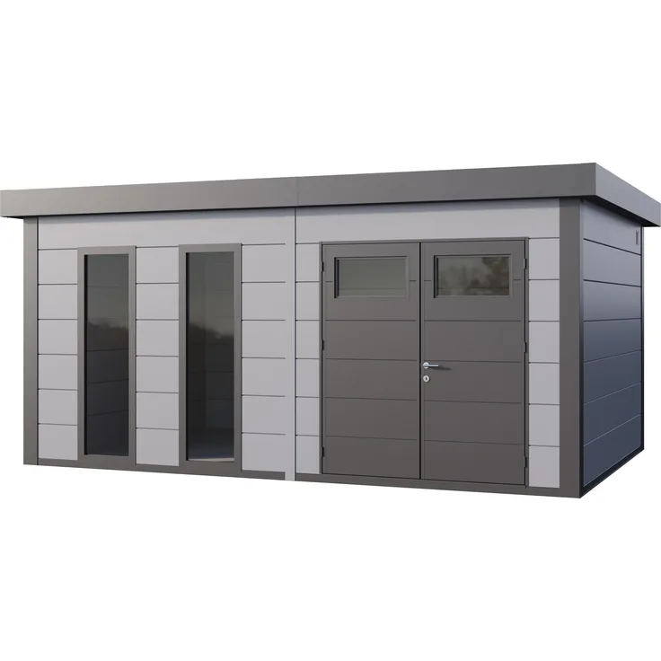 Telluria Metallgerätehaus Classico 5436+, Doppeltür, robustes Metallbausystem, lichtgrau