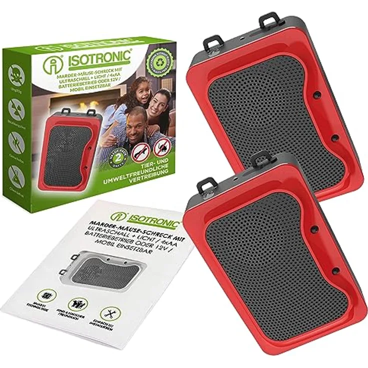 ISOTRONIC Marderschreck Blitz mit Licht/LED Blitzlichtfunktion und Ultraschall für Haus, Garage und Dachboden - Neu: Sensor-Schalter - vertreibt Marder, Mäuse, Ratten Siebenschläfer (2)