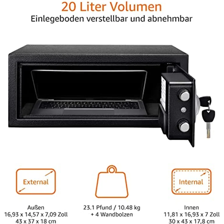 AmazonBasics Tresor, 20 l, Schwarz – Bild 3