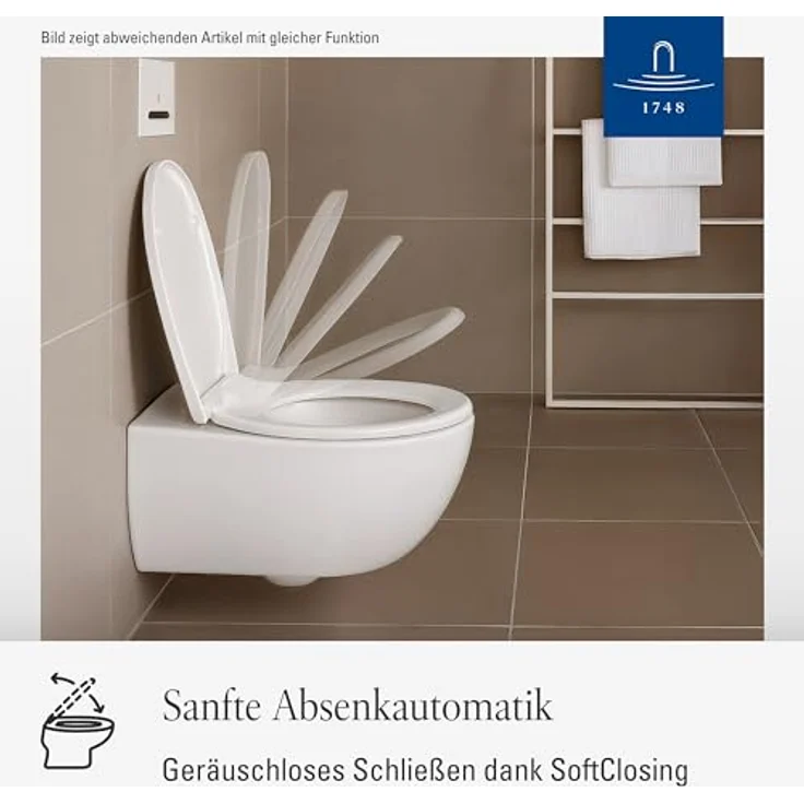 Villeroy & Boch O.novo WC-Sitz, Duroplast mit SoftClosing und QuickRelease, Weiß Alpin, 438 x 368 x 49 mm – Bild 2