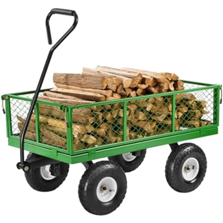 VEVOR Bollerwagen 900 lbs, Transportwagen mit 10-Zoll-Reifen, umbaubar in Pritsche und 180° drehbarem Griff, Stahlkonstruktion