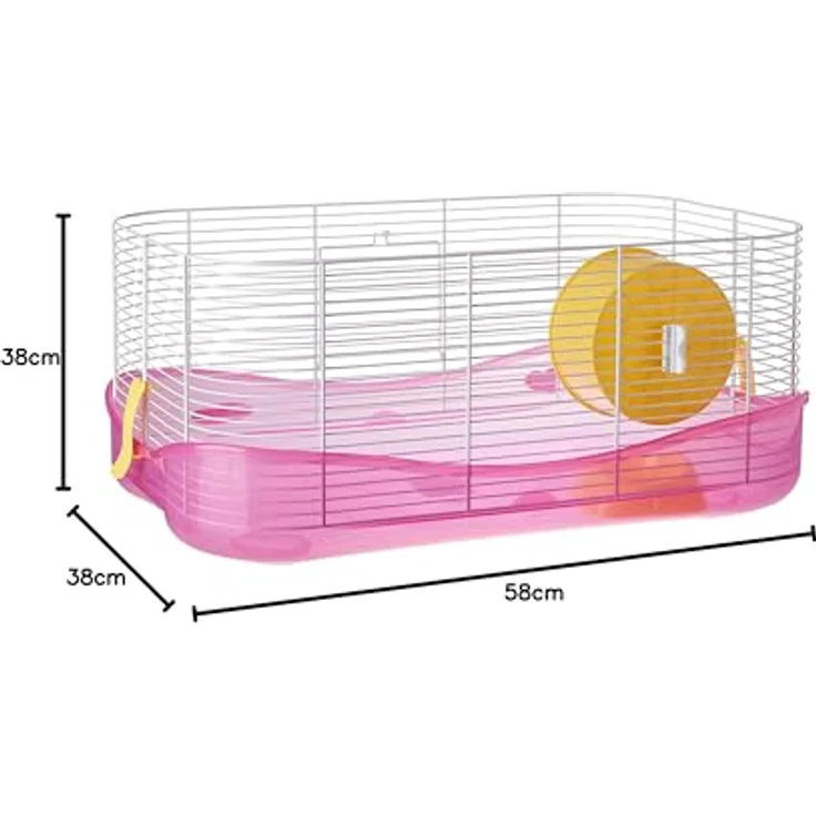 IMAC Hamsterkooi Fantasy, Gehege mit 2 Stockwerken, Laufrad und Rutsche, orange, rosa, grün – Bild 5