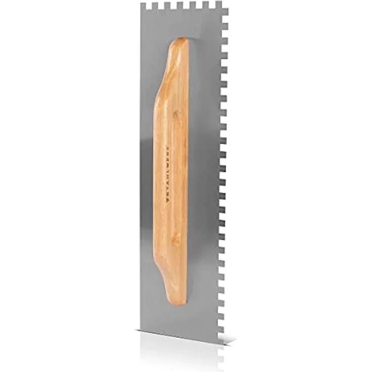 STAHLWERK Zweihand-Glättekelle 140 x 500 mm, Rechteckverzahnt aus Carbon-Stahl, Ergonomischer Holzgriff – Bild 5