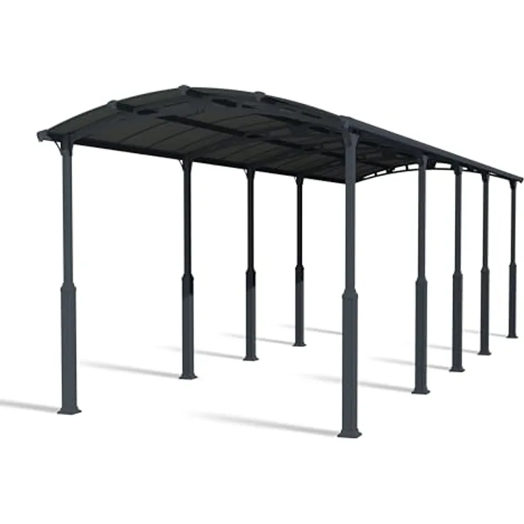 Canopia by Palram Arcadia Alpine Einzelcarport, 1077 x 359 cm, grau, aus rostfreiem Aluminium, mit UV-beständigen Polycarbonatplatten