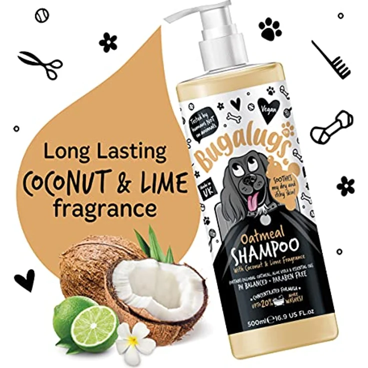 Bugalugs Hundeshampoo Oatmeal, pH-neutrales veganes Tiershampoo für Hunde, 500 ml, beruhigt trockene Haut, Lake District – Bild 3