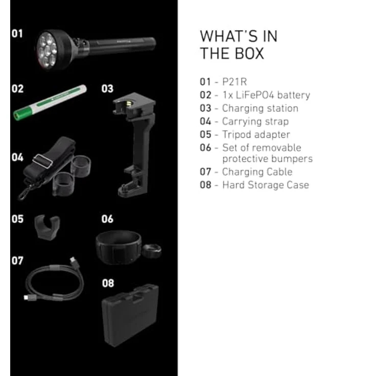 Ledlenser P21R, Hochleistungs-Taschenlampe mit 12000 lumen, 37.80 cm, schwarz, IP68, inkl. LiFePO4 Akku und Ladestation – Bild 7