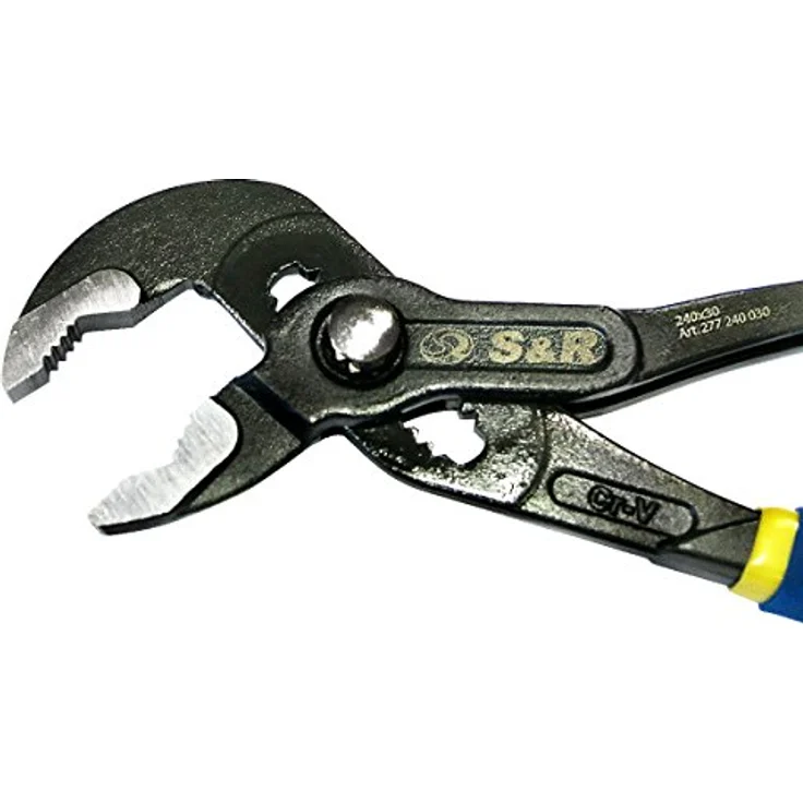 S&R Wasserpumpenzange mit Schnelleinstellung-Mechanismus 175x25mm, CR-V, doppelt ummantelte Griffe, Montagearbeiten, Wartungsarbeiten, 175 mm, blau – Bild 2