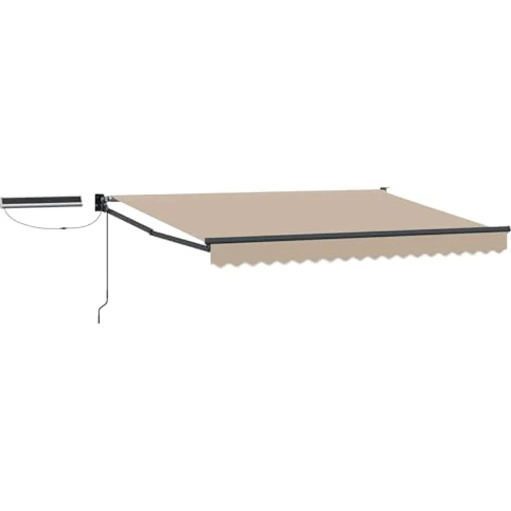 vidaXL Elektrische ausziehbare Markise, beige 3,5 x 2 m mit Solarpanels und Fernbedienung, Aluminium-Gestell – Bild 1